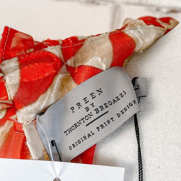 Preen by Thorton Bregazzi Circus Asymmetric Printed Devore Satin Silk Dress L - Picture 15 of 15